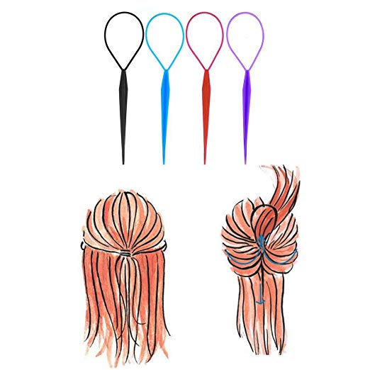 8 Pairs Hair Braid Accessories Ponytail Maker French Braid Tool Topsy Tail Loop Hair Kit Random Color