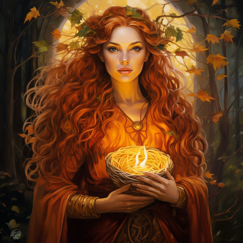 The Goddess Briged Brigit or Bridget. Celtic goddess of fire, poetry, healing, fertility, craftsmanship, Imbolc and the beginning of spring.