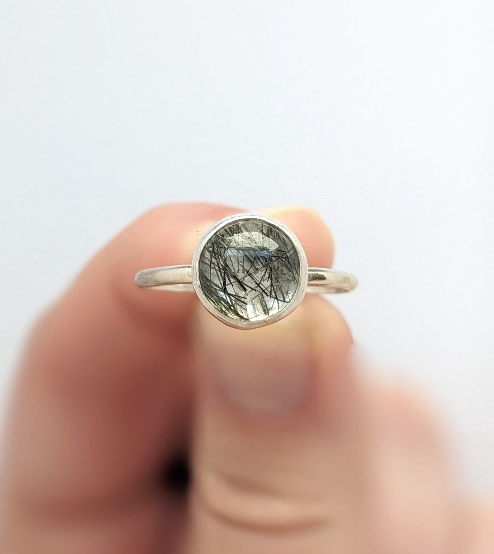 Rutile Quartz Stacking Ring, Size 8.5