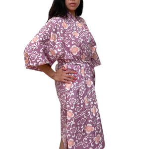 Handmade Batik Robe/ Kimono - Cotton - Plumeria – Kasih Co-op