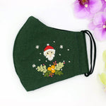 Santa Clause Hand Embroidery Linen Face Mask