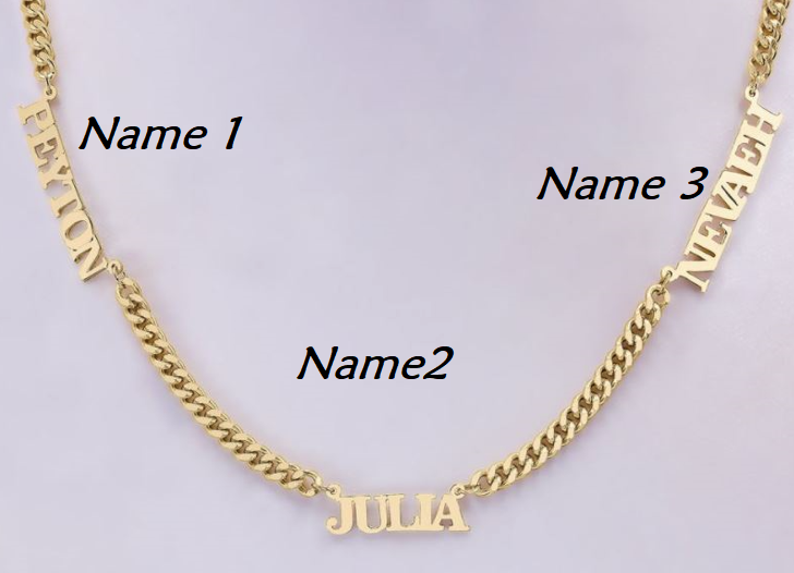 3 names on a necklace