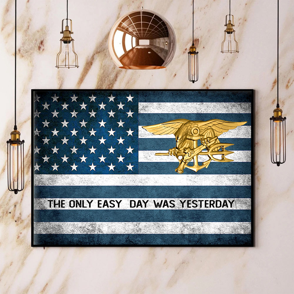 Navy Seal Trident American Flag Poster Honor Us Navy Seal Military Pa