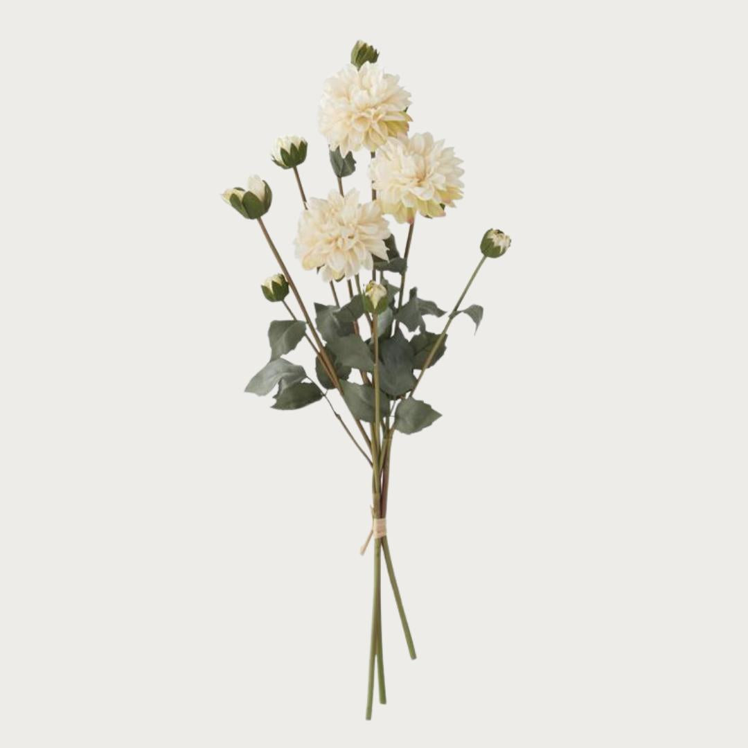 23" Cream Faux Dried Dahlia Bundle - 3 Stem
