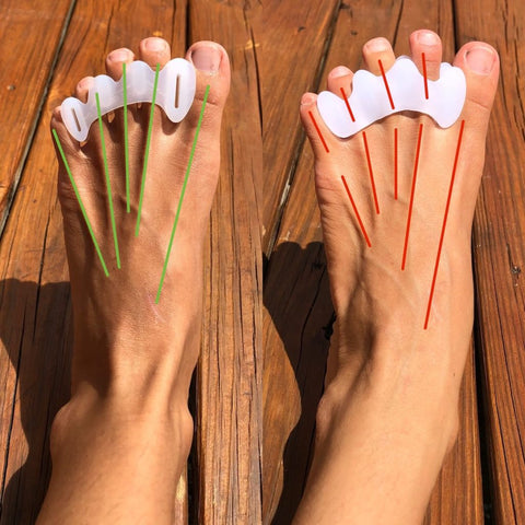Anya's Reviews demonstrates Correct Toes alignment of the toes vs another brand