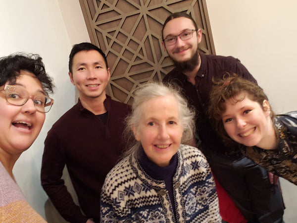 From L-R: Annanda, Ivan, Leslie, Brody, and Hannah celebrate Leslie's retirement with some delicious dimsum!