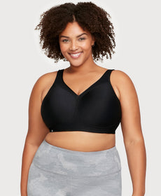 Ultimate Sports Bra® - Black  Plus size sports bras, Black sports bra,  Wireless sports bra