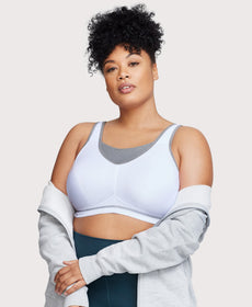 Glamorise Elite Sports Bra White/Gray No-Bounce Camisole 1067