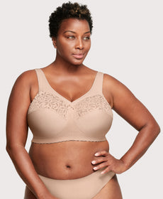  Womens Full Coverage Front Closure Wire Free Back Support  Posture Bra Taupe 46F