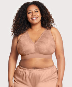 Glamorise Bramour Lexington Lace Plunge Wire-free Bralette - Cappuccino