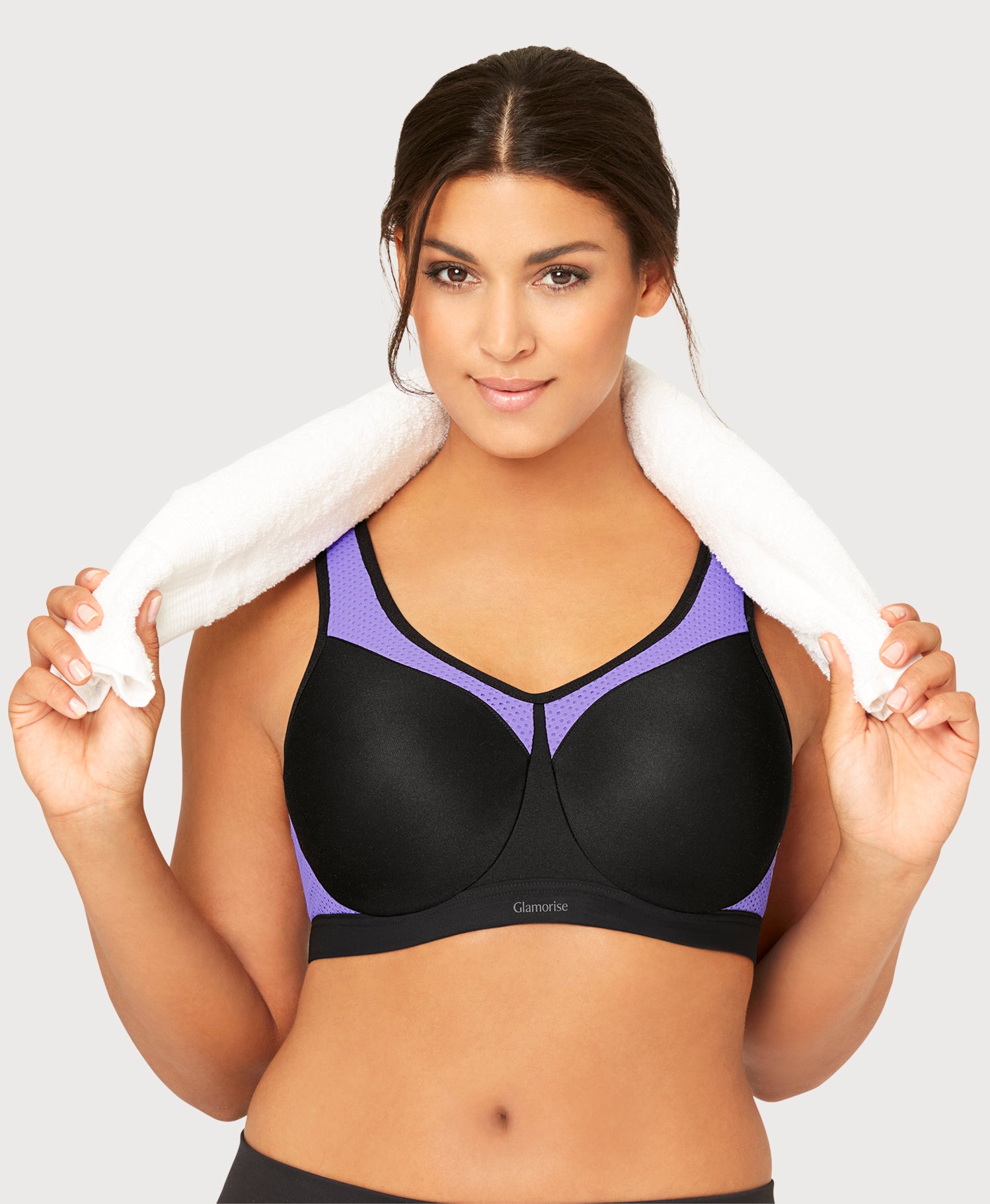 No Limits High Support Underwire Sports Bra Blackpurple Glamorise Plus Size Bras 