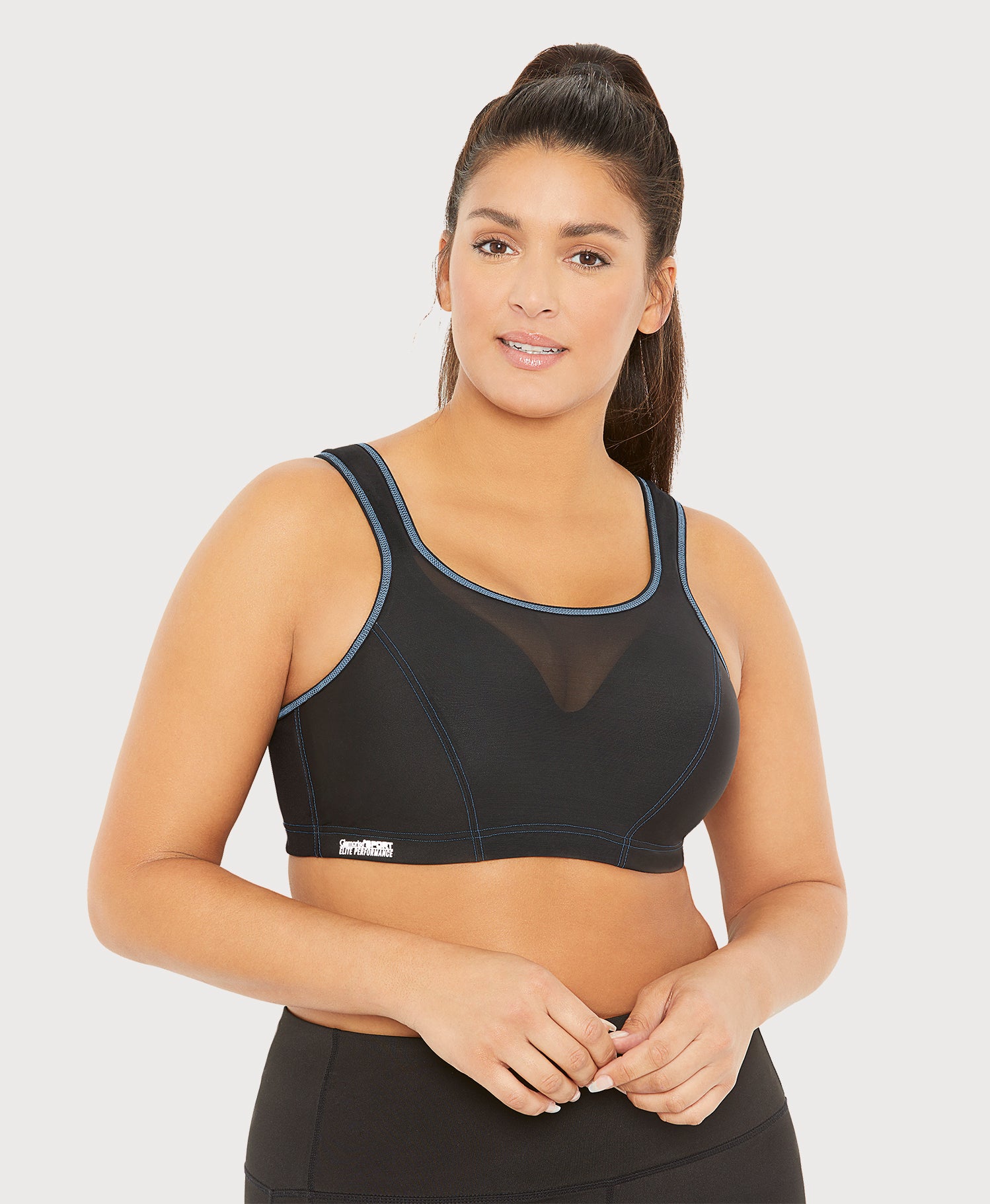 Max Out High Support Underwire Sports Bra Black Glamorise Plus Size Bras 