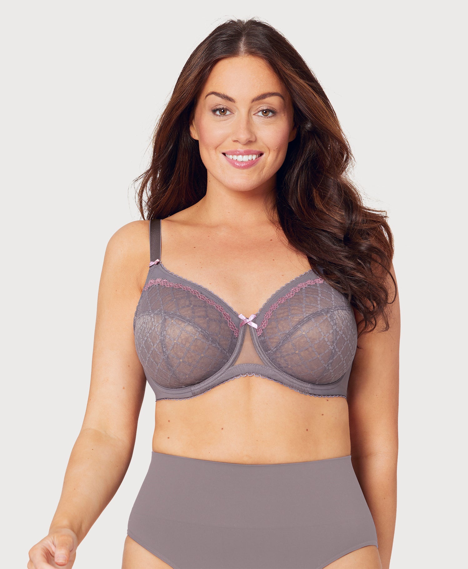 Feel The Wonder Lace Underwire Bra Lilac Glamorise Plus Size Bras 