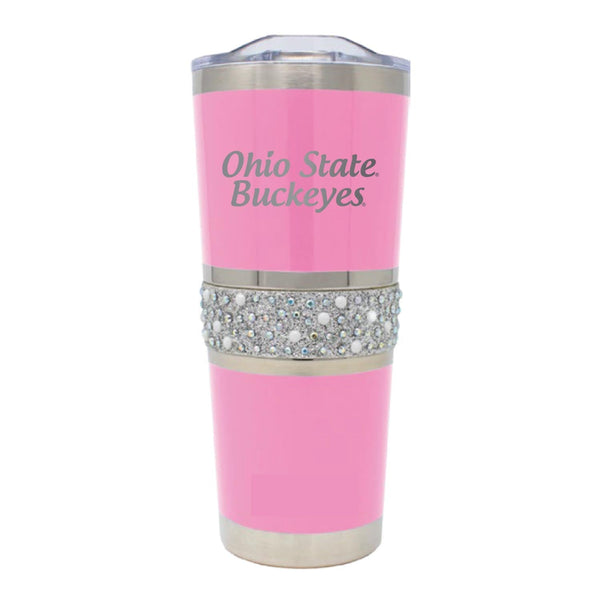 22oz Ohio State Buckeyes Engraved Sparkled Pink Insulated Travel Tumbler - Conrads College Gifts