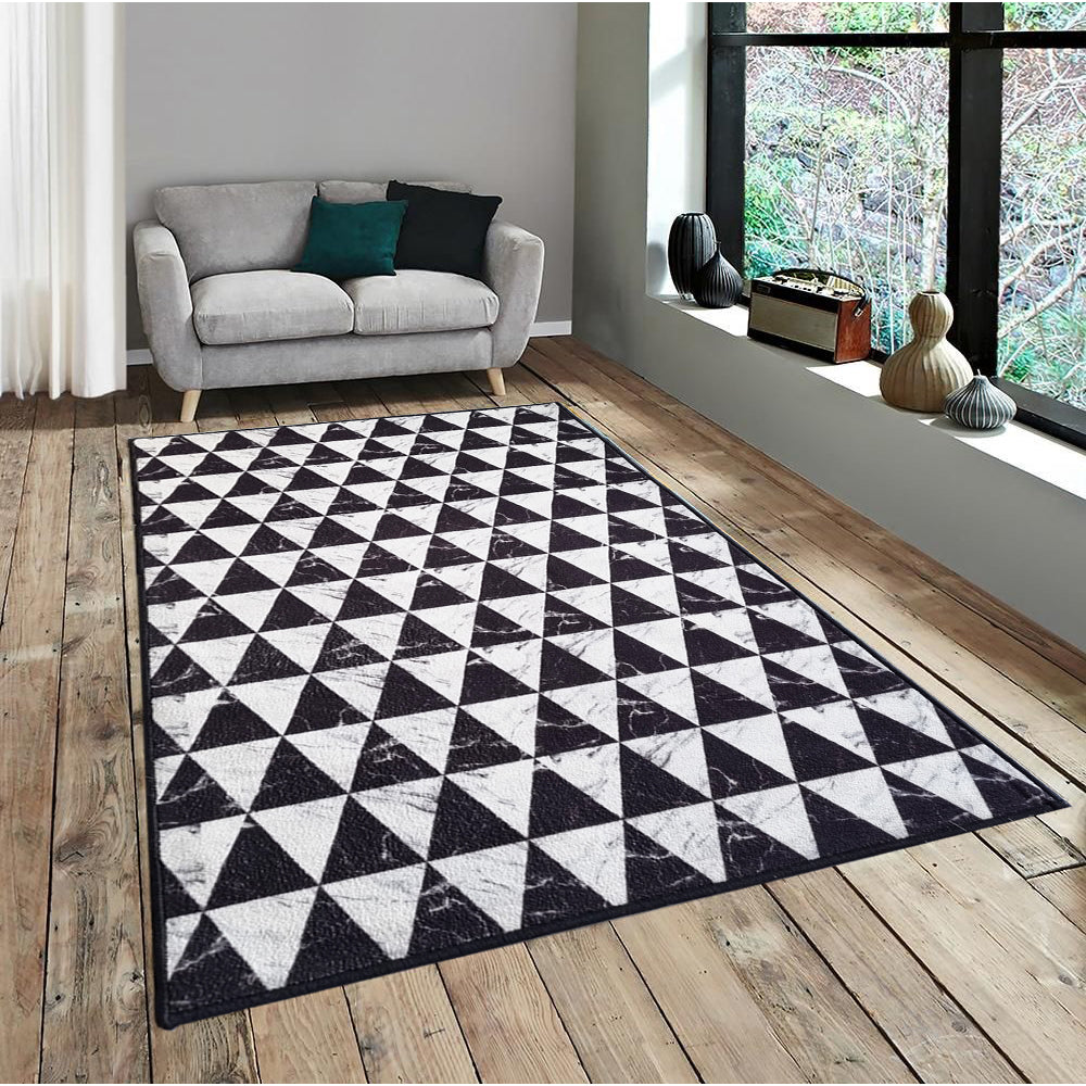 Geometric Marble Triangles Anti-Slip Carpet Rug