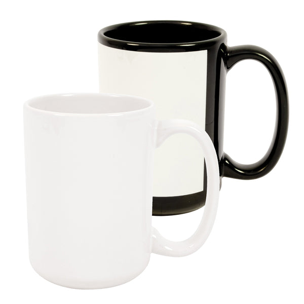 15 oz Sublimation Mugs with Colors inside and Handle, outside white Ceramic  Mugs, DIY Cups, Bulk