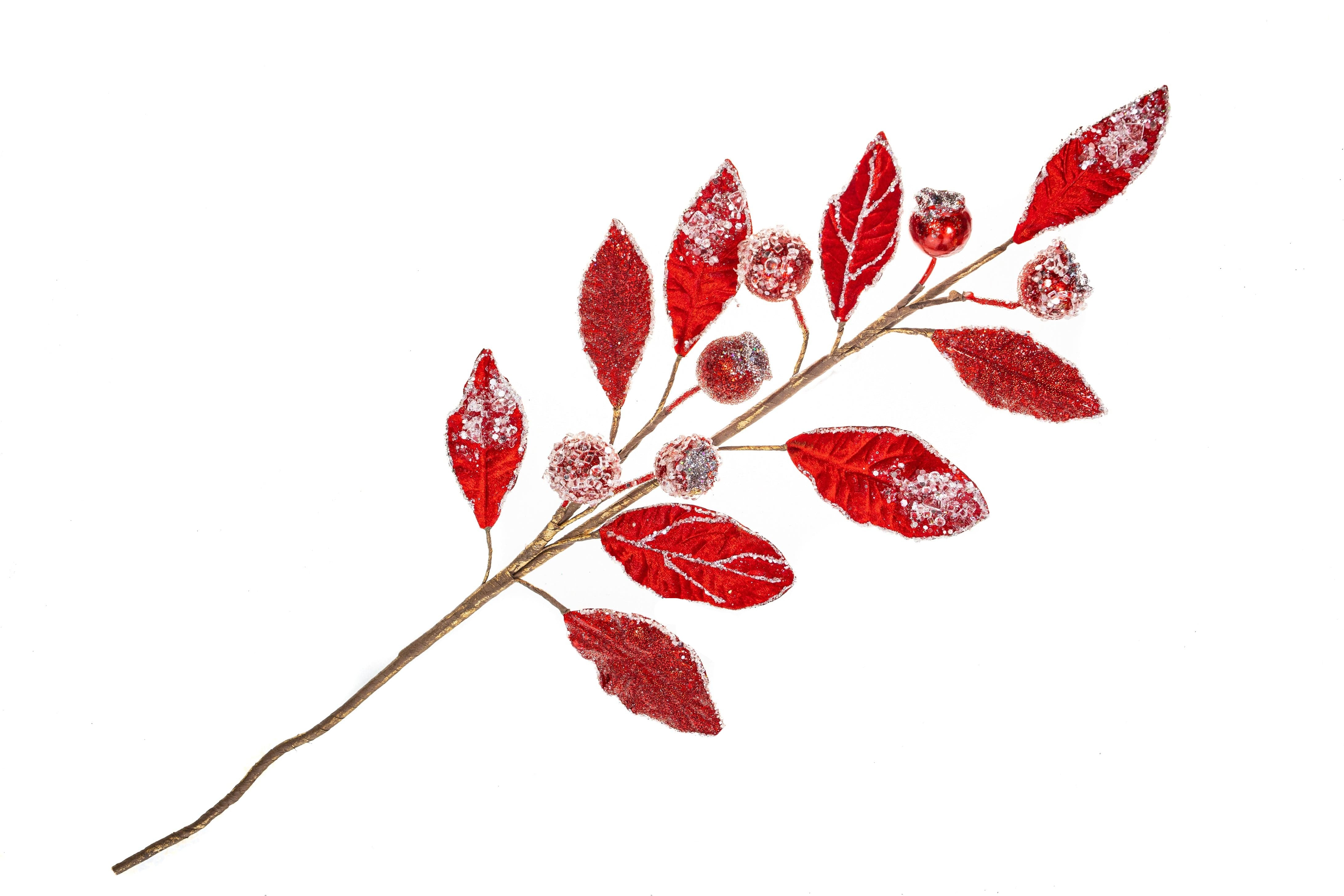 Image of 30" ICY RED MINI POMEGRANATE LEAF SPRAY SET OF 6