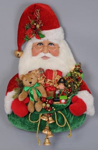 Karen Didion Originals Lighted Santa Head With Gift Bag