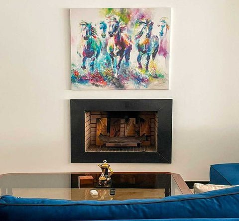 tableau chevaux maroc art abstrait