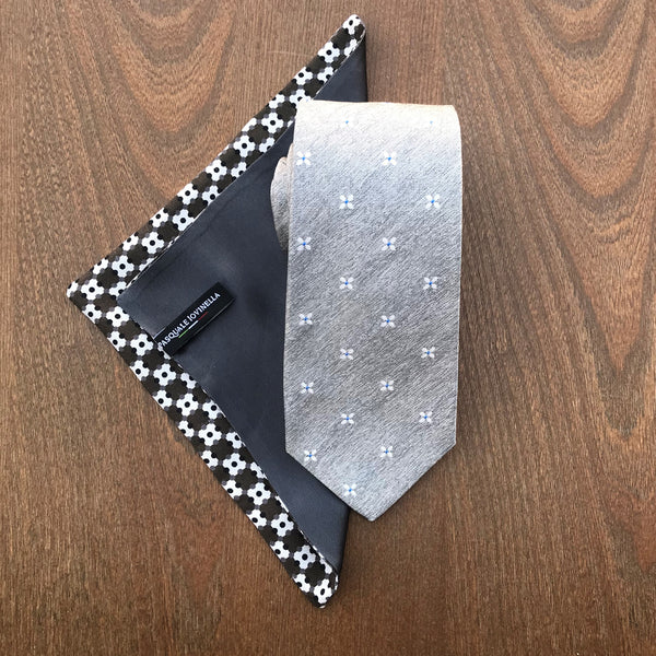 Grey necktie and pocket square set