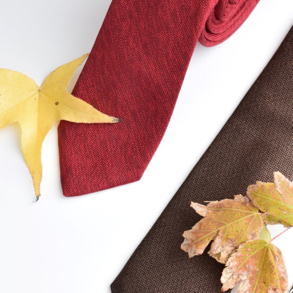 Red and Brown neckties with leaves