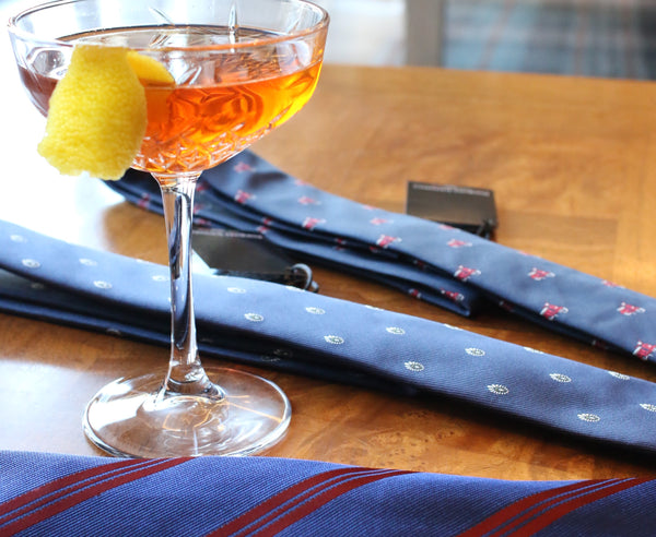 handmade ties with a cocktail