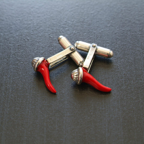 red Italian horn cufflinks