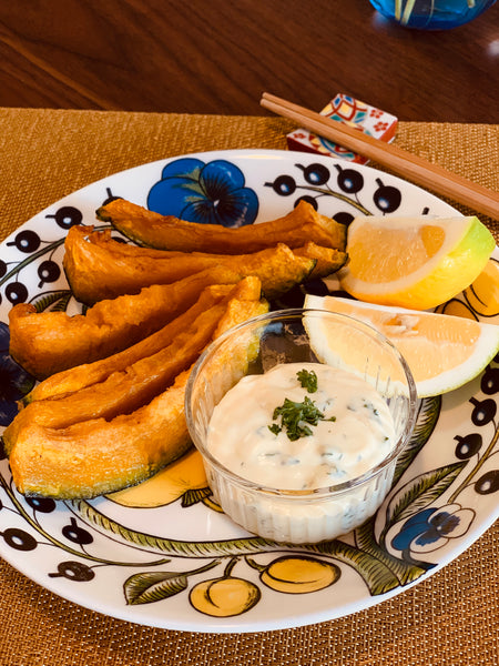 Fried Squash with Shiokoji Cream Cheese Sauce using YAMATO Shoyu Miso's Shiokoji (Dec 2018 Nourishing Essentials and Winter 2018 Seasonal Delights Care Packages)
