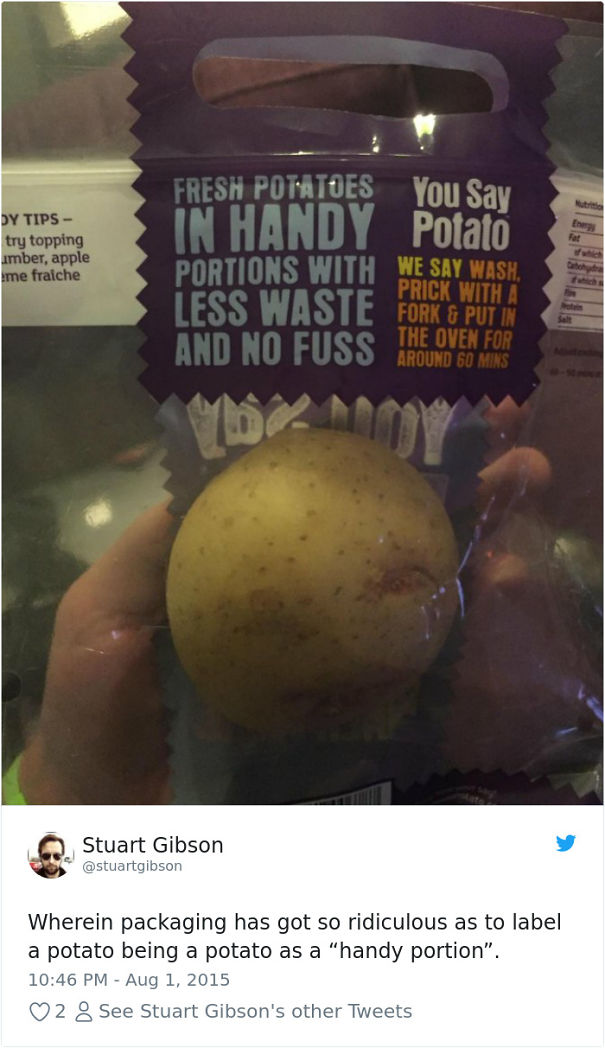 Potato wrapped in plastic