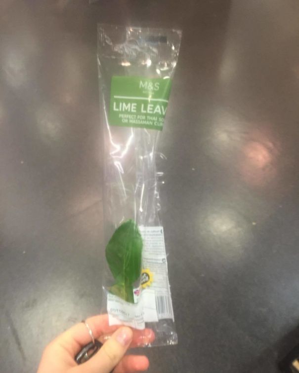 Lime leaves wrapped in plastic