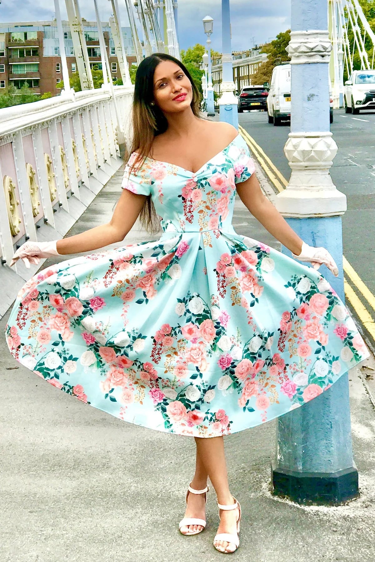 Image of Lily Swing Dress in Mint Floral