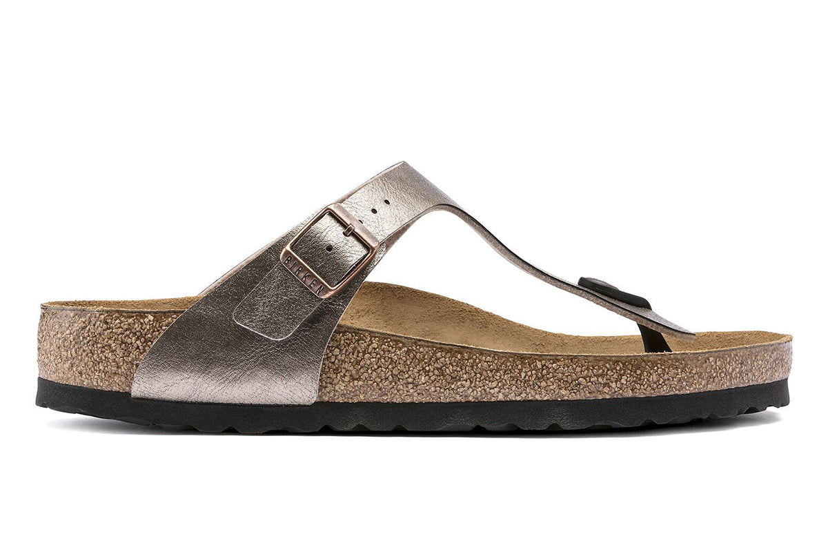 Birkenstock Gizeh R Metallic Black Birko-Flor Womens