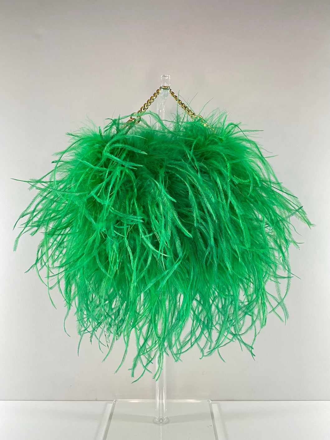 Green Mini Ostrich Feather Bag (6 inch chain)