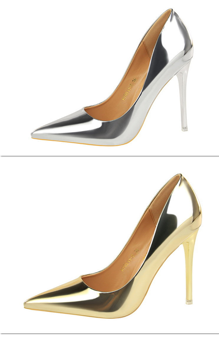 Gold, Silver & Black Thin Heel New Arrival Pumps | Tania's Online ...