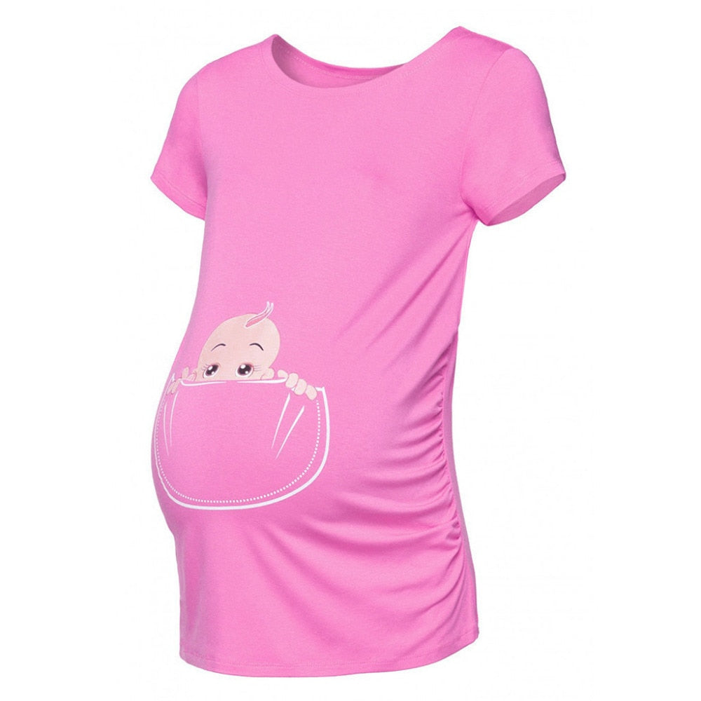 Women's Maternity Baby in Pocket Print T-Shirt | Tania's Online Closet, LLC