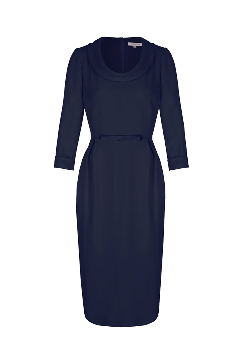 navy blue wool dress