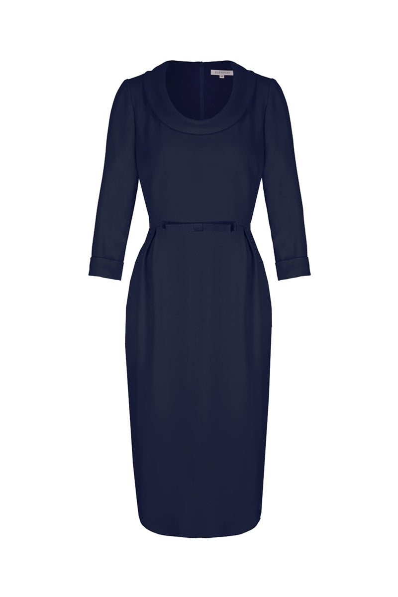 navy crepe dress