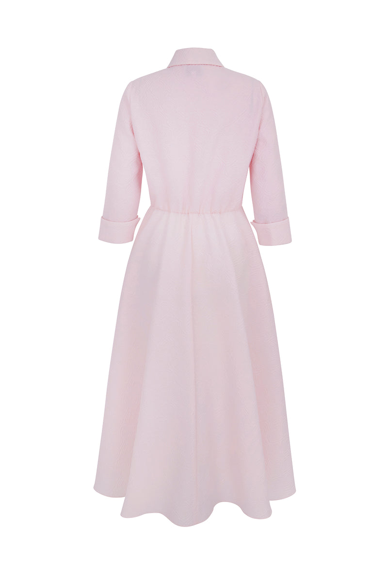 Rimini Rose Cloque Shirt Dress | Suzannah London | Luxury Cloque Shirt ...