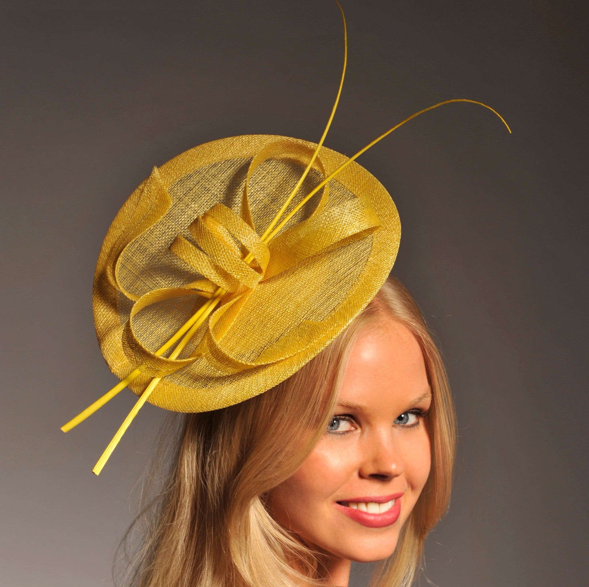 ladies yellow wedding hats