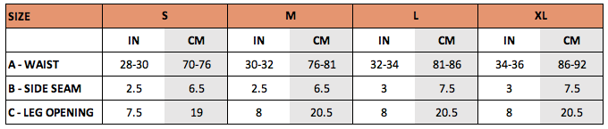 Copper Bottom Swim - Size Guide - Brief