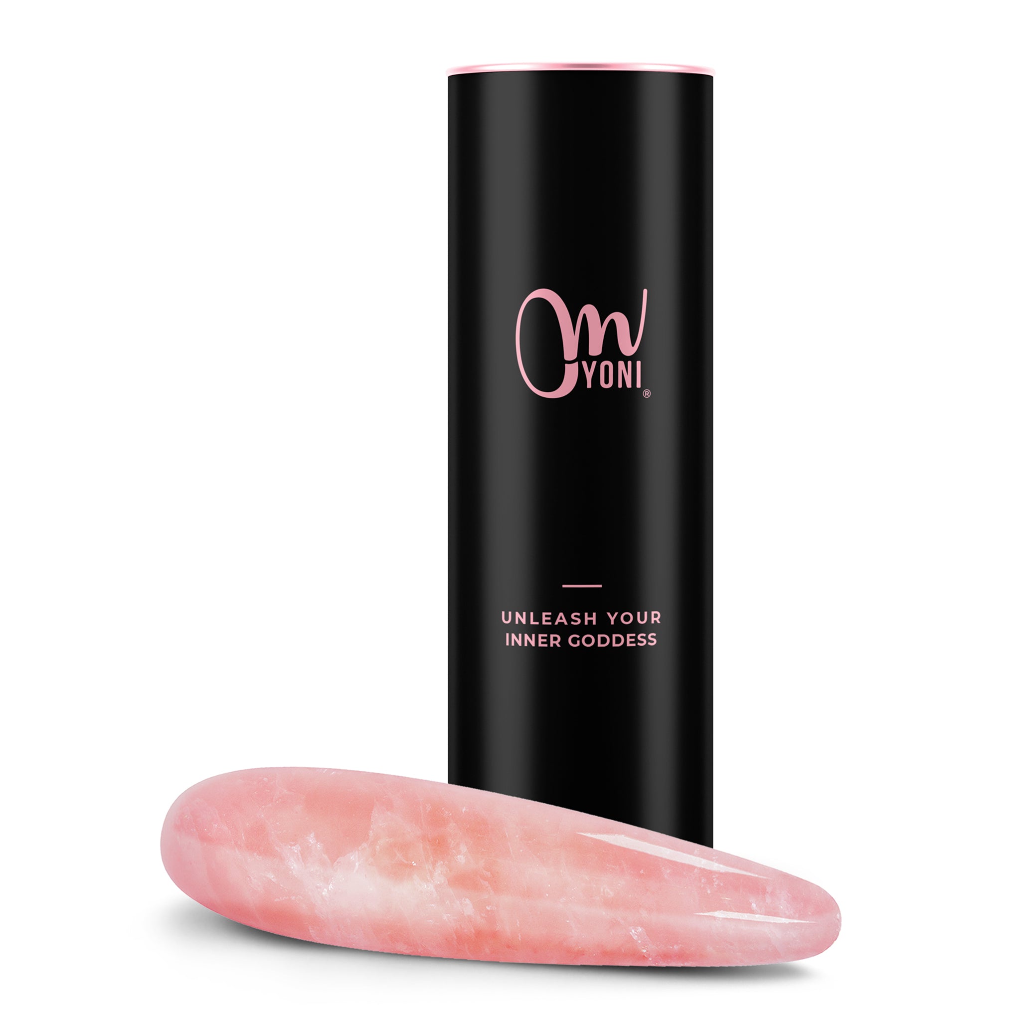 Rose quartz crystal dildo with OmYONI