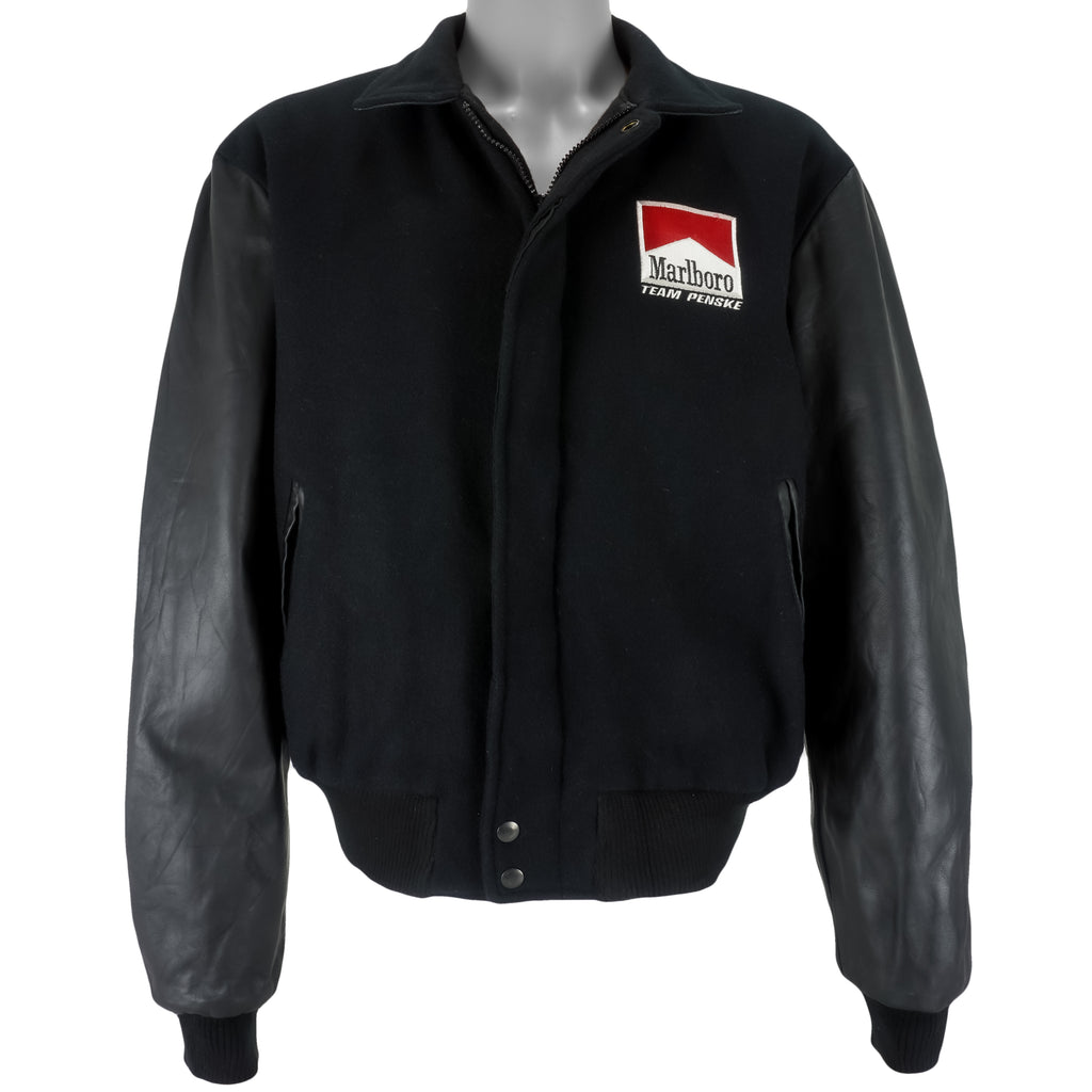 Vintage (Marlboro) - Black Team Penske Leather Racing Jacket 1990s Lar ...