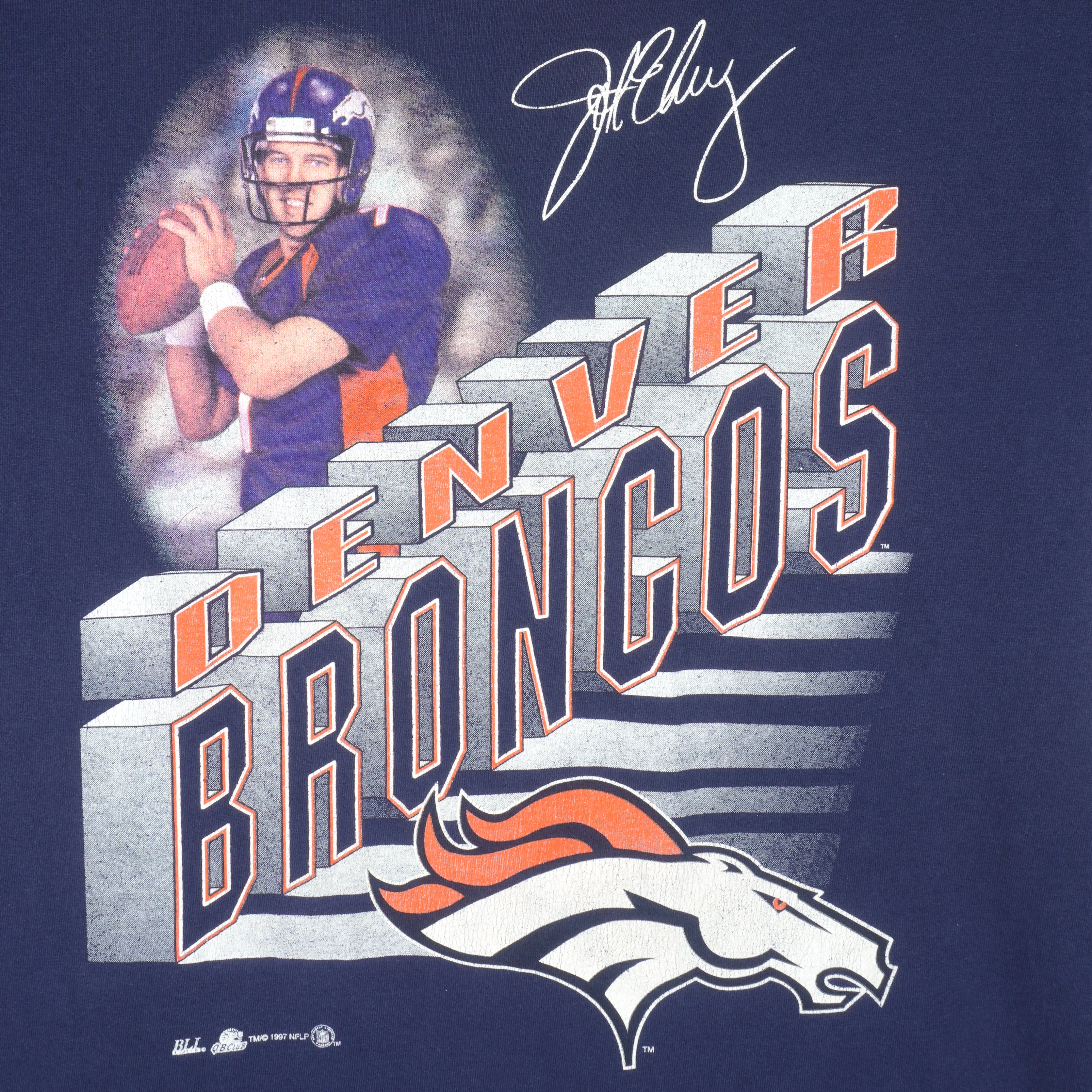 Vintage NFL (TRY) - Denver Broncos John Elway T-Shirt 1997 Large