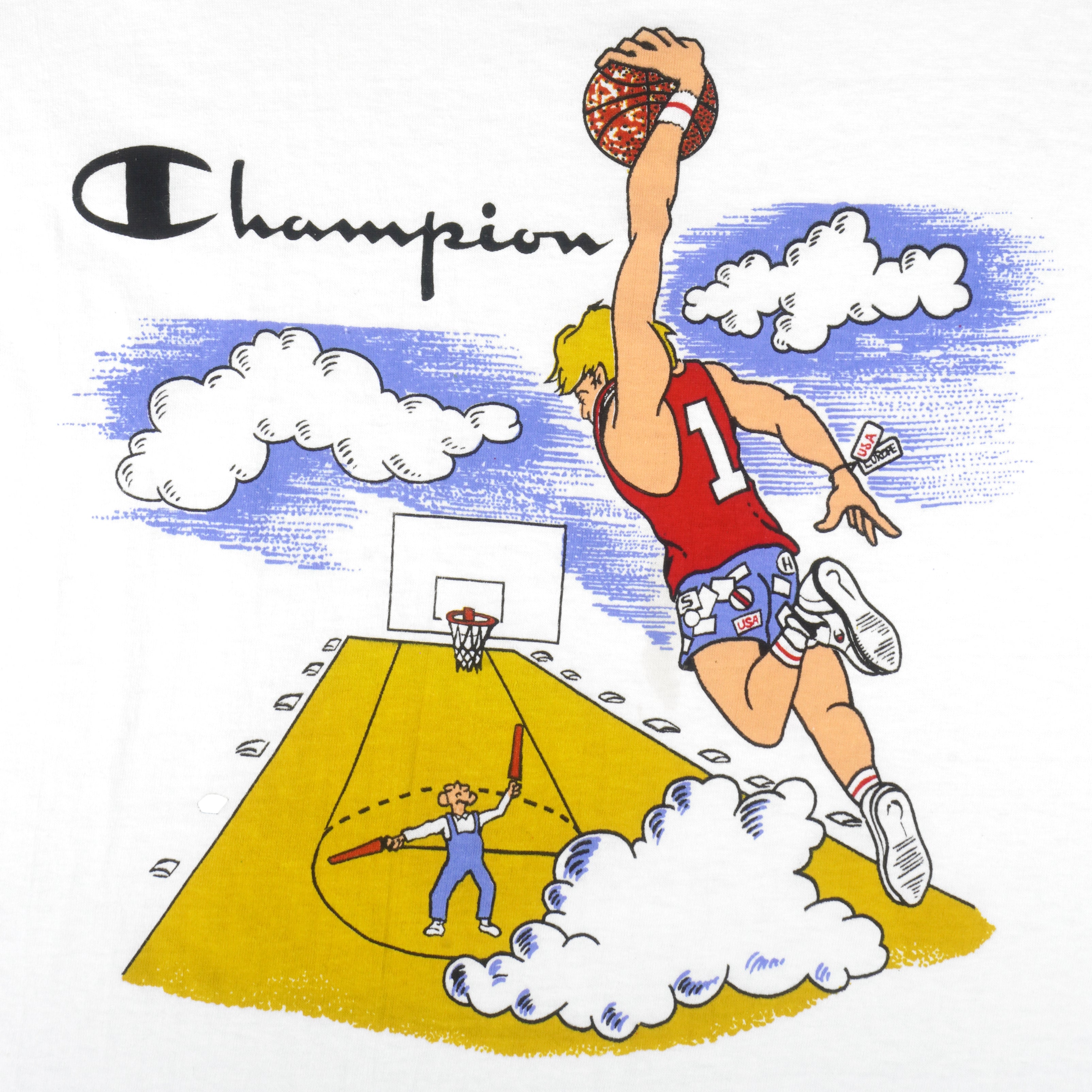 Vintage Champion - Tuff Ones White Basketball USA T-Shirt 1980s X