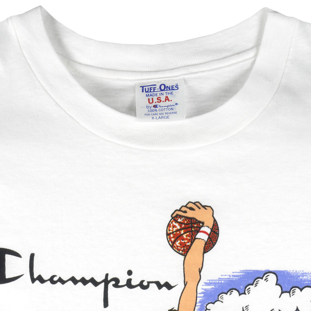 Vintage Champion - Tuff Ones White Basketball USA T-Shirt 1980s X