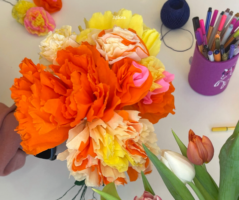 A bouquet full of handmade flowers - how cool is that?!