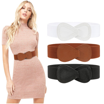 JASGOOD Women Stretchy Wide Waist Belt for Dress Ladies Elastic Belt Hook  Buckle at  Women’s Clothing store