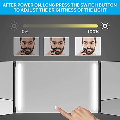 Selfcut 360° Mirror, Trifold 3 Way Mirror for Hair Cutting with LED Lights, Self  Haircut System for Haircut, Shaver and Makeup with Height Adjustable  Telescoping Hooks