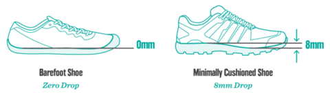 Zero Drop versus minimally cushioned shoe