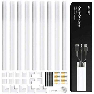 153'' Cable Concealer on Cord Cover Wall - White, EVEO TV